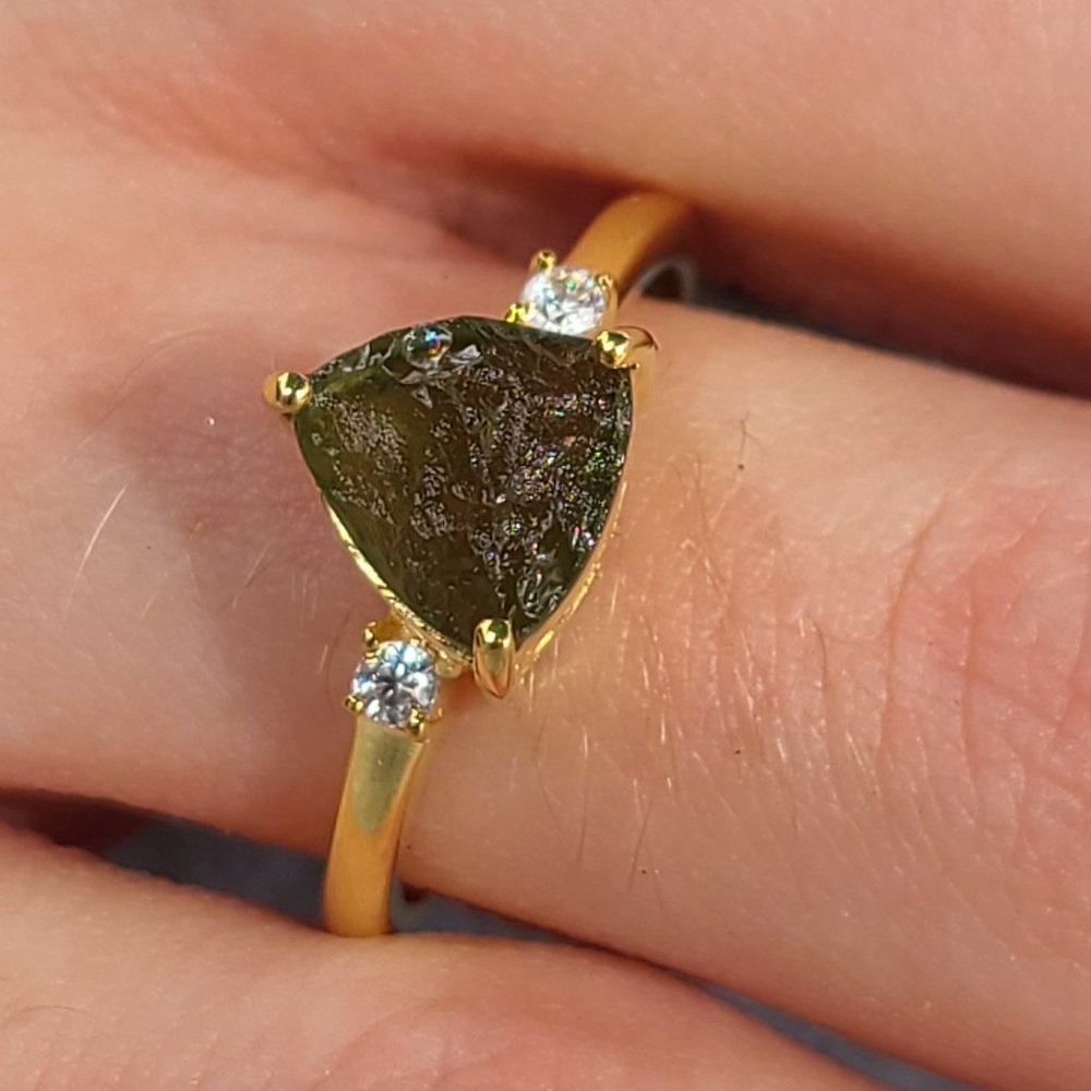 Business Casual Ring size 9- Moldavite ring size 9-Moldavite jewelry